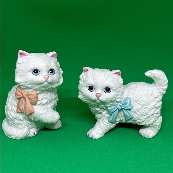 Other - Home Interiors Kitten Cat With Bows Pair Figurines White HOMCO 1428 Vintage